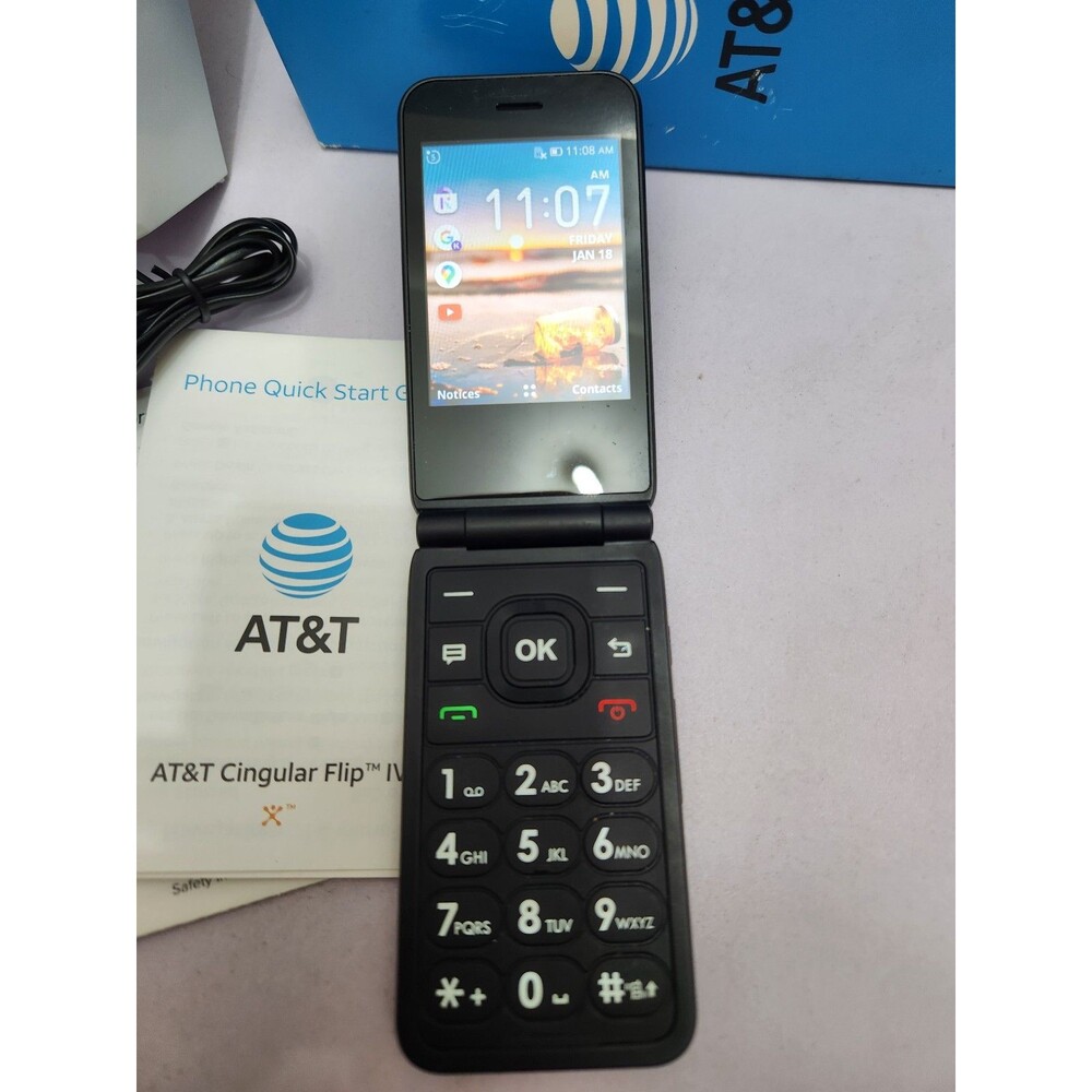 AT&T Cingular Flip IV U102AA 4GB Black 4G LTE Cell Phone Box & Accessories - Picture 3 of 8